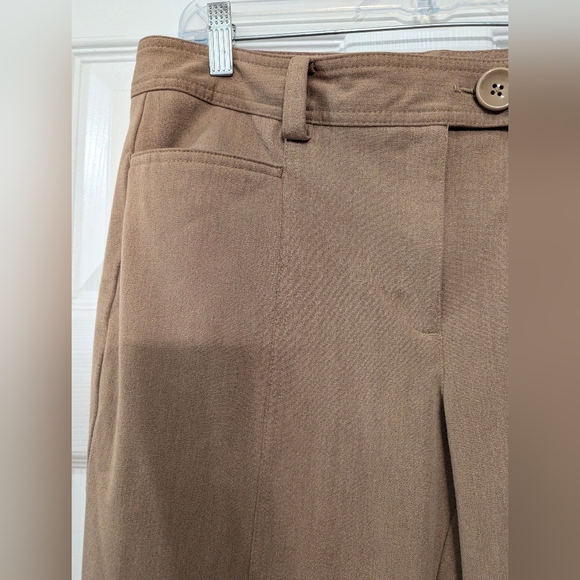 Talbots Women's Modern Dress Pants stretch Size 12 tan beige straight wide leg - Picture 3 of 8